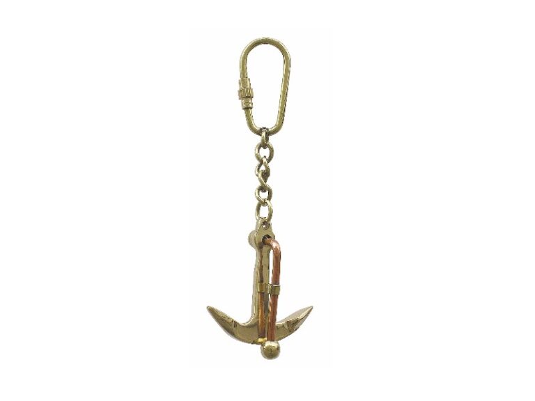 Porte-clés Ancre Nautique Vintage - Laiton Doré - Avec Boîte En Bois - Neuf